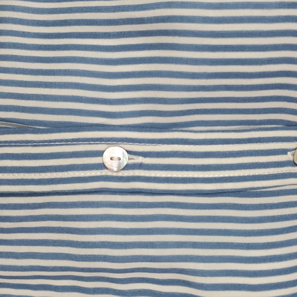 Jane and Delancey Size 1X Blue White Striped Floral Button Down Shirt - Picture 3 of 11